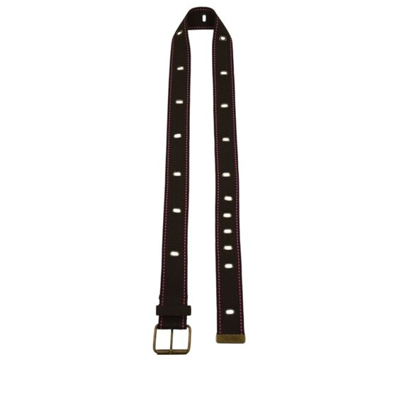 Brown & Pink Adjustable Polyester Belt With Brass Buckle Size 13, 35-39" x 1.5" - Picture 5 of 10